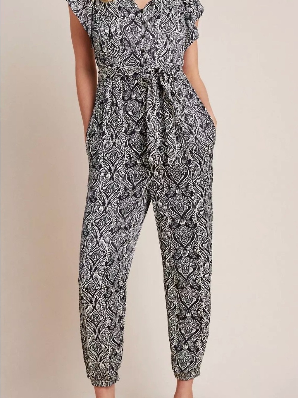 Anthropologie Black & White Printed Jumpsuit